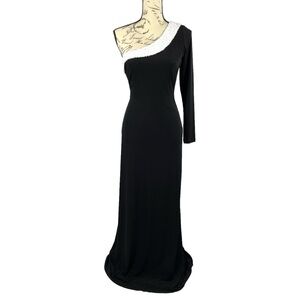 Calvin Klein Womens One Shoulder Sequin Formal Gown